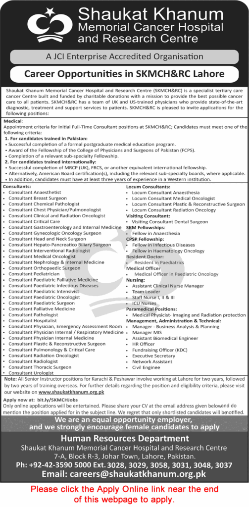 Shaukat Khanum Hospital Jobs