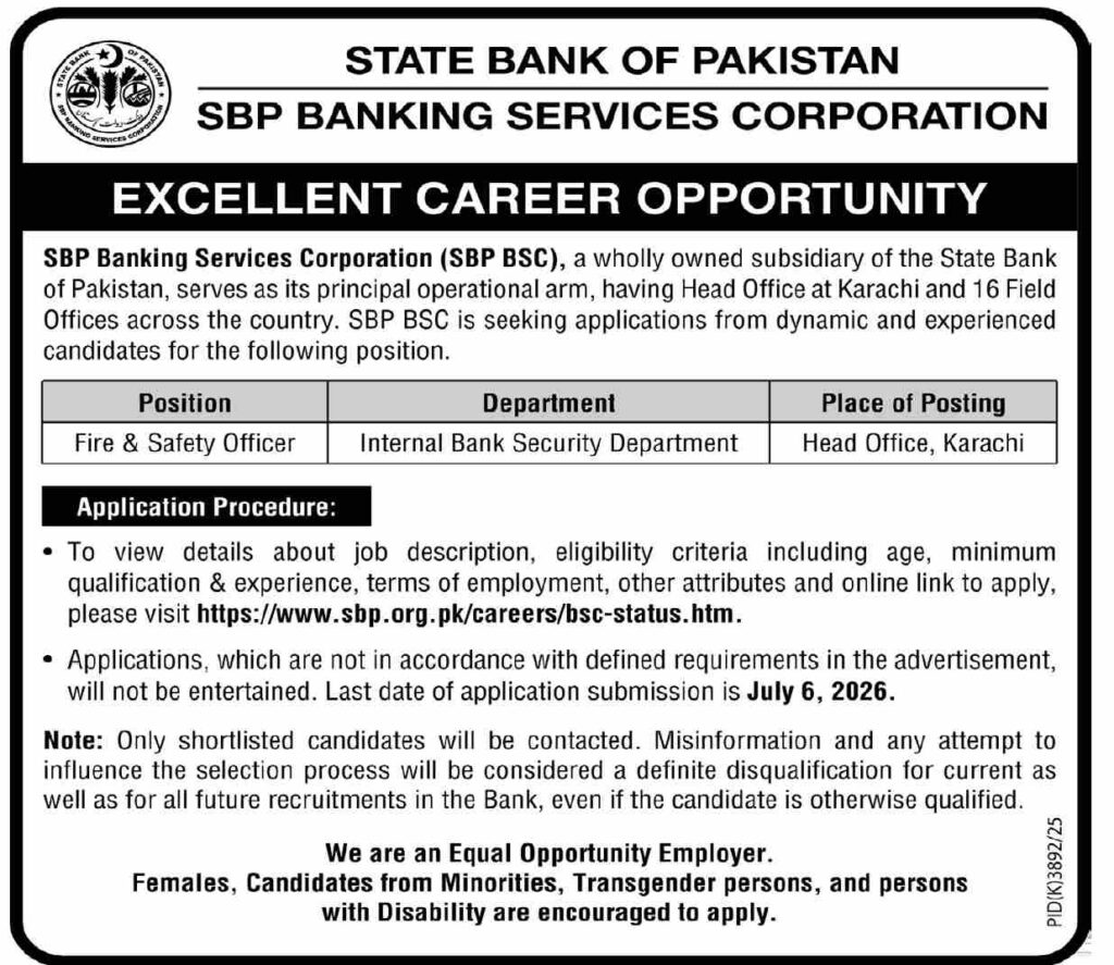 State Bank of Pakistan Jobs